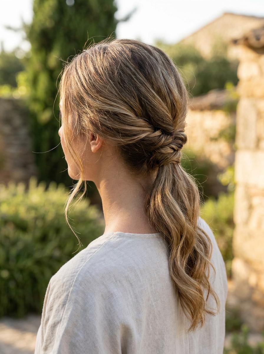 Gedrehter Low Ponytail - Sommerfrisur für lange Haare
